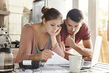 couple looking at finances